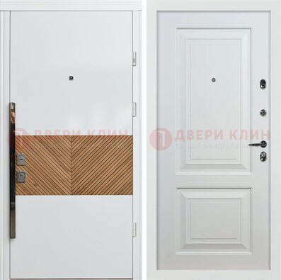 Белая железная дверь с МДФ в квартиру ДМ-476 в Мурино