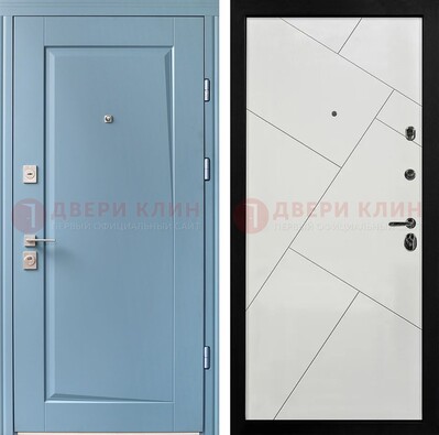 Синяя железная дверь с МДФ панелями ДМ-491 в Хотьково