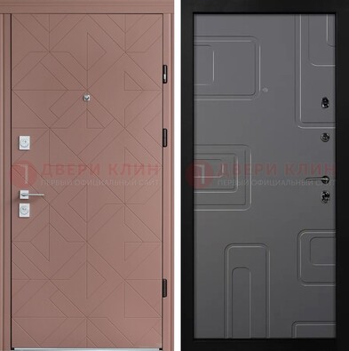 Красная стальная дверь в квартиру с МДФ хайтек ДМ-493 в Павловском Посаде