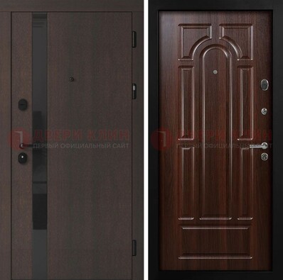 Темная входная дверь с МДФ панелями в квартиру ДМ-499 в Хотьково