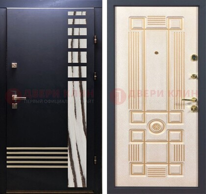 Черная железная дверь с МДФ панелями ДМ-510 в Хотьково