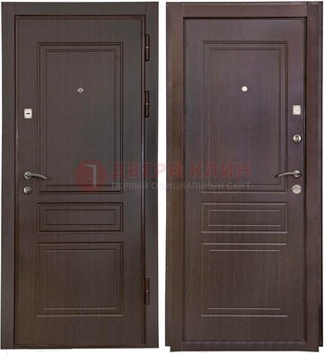 Антивандальная коричневая железная дверь с МДФ ДМ-61 в Уфе