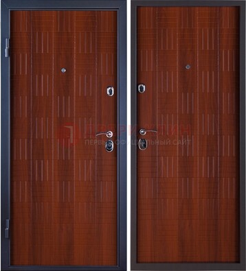 Коричневая стальная дверь с МДФ ДМ-81 для частного дома в Хотьково