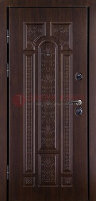Темная металлическая дверь с массивом дуба ДМД-20 в Хотьково