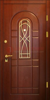 Коричневая входная дверь с массивом дуба с рисунком ДМД-33 в Хотьково