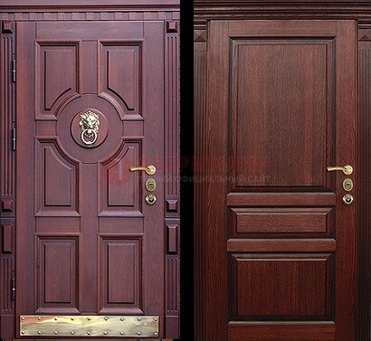 Темная входная дверь с массивом дуба с декоративной вставкой ДМД-6 в Гатчине