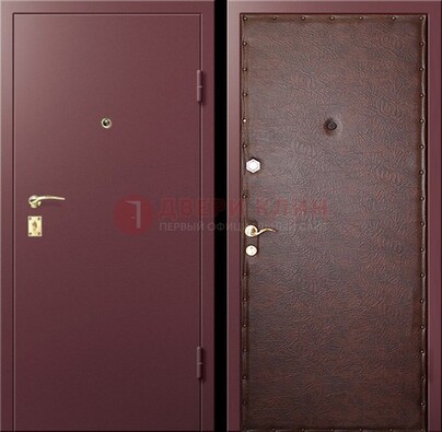 Бордовая железная дверь с нитроэмалью ДН-1 в Луге