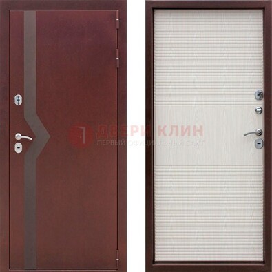 Бордовая металлическая дверь с порошковым напылением ДП-100 в Хотьково