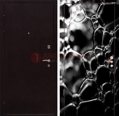 Черная стальная дверь с порошковым окрасом с фотопечатью ДП-158 в Хотьково