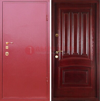 Красная металлическая дверь с порошковым напылением ДП-165 в Хотьково