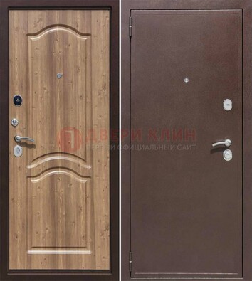 Коричневая железная дверь с порошковым окрасом ДП-191 в Хотьково