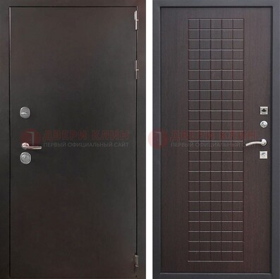 Железная дверь с порошковым покрытием Антик медь/Темный орех ДП-222 в Хотьково