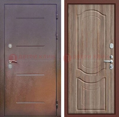 Стальная дверь с порошковым покрытием с коричневой МДФ ДП-226 в Хотьково