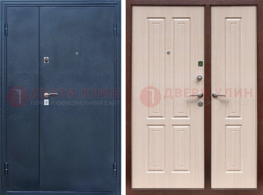 Стальная серая дверь с порошковым напылением с МДФ ДП-239 в Хотьково