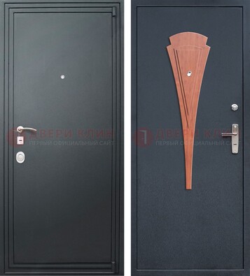 Черная железная дверь с порошковым покрытием и накладкой МДФ внутри ДП-245 в Хотьково