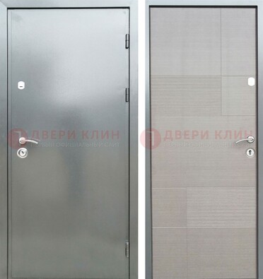 Металлическая серая дверь с порошковым покрытием и МДФ Белый ясень ДП-250 в Хотьково