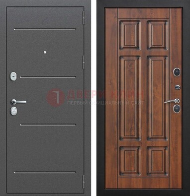 Стальная дверь с порошковым покрытием Антик серебро и филенчатой МДФ ДП-267 в Хотьково