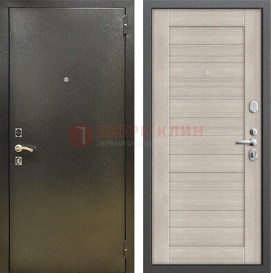 Стальная темно-серая дверь с порошковой отделкой и МДФ панелью ДП-278 в Хотьково