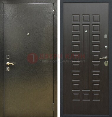 Темно-серая железная дверь с порошковым покрытием и МДФ Венге ДП-287 в Хотьково
