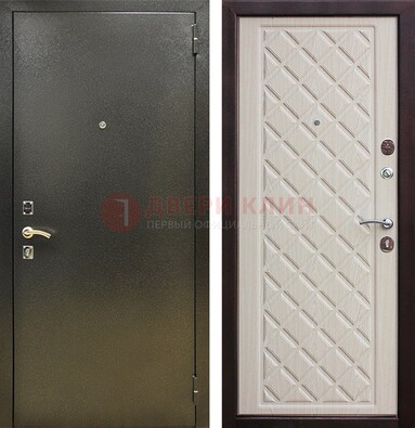 Темно-серая железная дверь с порошковым покрытием и филенчатой МДФ ДП-289 в Хотьково