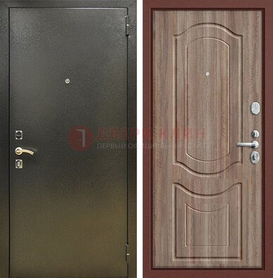 Темно-серая входная дверь с порошковым покрытием и коричневая МДФ ДП-290 в Хотьково