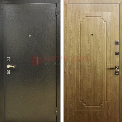 Темно-серая входная дверь с порошковым покрытием и МДФ Золотой дуб ДП-291 в Хотьково