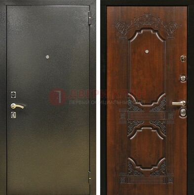 Входная дверь Темное серебро с порошковым покрытием и МДФ с узором ДП-293 в Хотьково