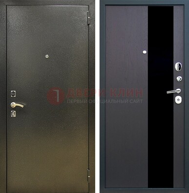 Входная темная дверь с порошковым покрытием и МДФ со стеклом ДП-294 в Хотьково