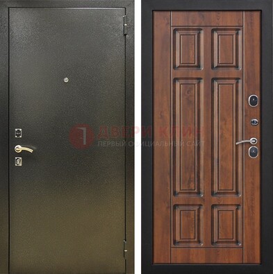 Металлическая входная темная дверь с порошковым напылением и МДФ ДП-299 в Хотьково