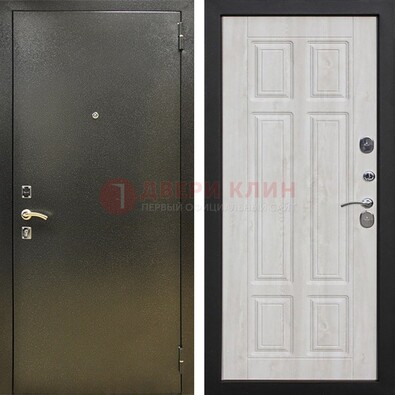 Входная темно-серая дверь с порошковым напылением и МДФ с филенкой ДП-302 в Хотьково