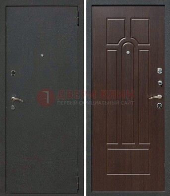 Черная металлическая дверь с порошковым окрасом ДП-47 в Хотьково