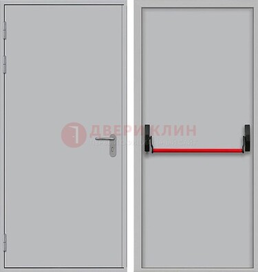 Белая металлическая противопожарная дверь с длинной ручкой ДПП-14 в Хотьково