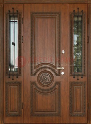 Парадная распашная стальная дверь Винорит со стеклом ДПР-106 в Хотьково