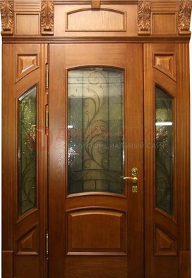 Парадная дверь со стеклянными вставками и ковкой ДПР-36 для дома в Омске