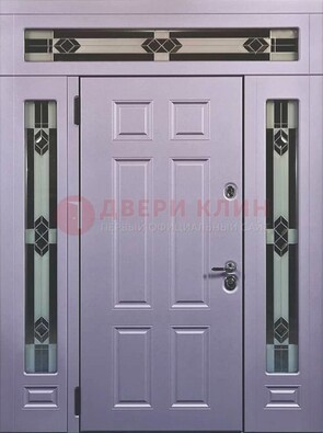 Филенчатая железная парадная дверь с фрамугами ДПР-82 в Хотьково