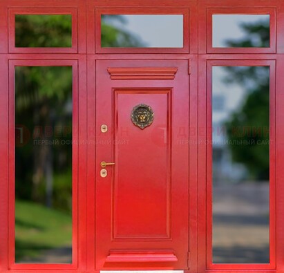 Красная парадная дверь для частного дома ДПР-88 в Хотьково