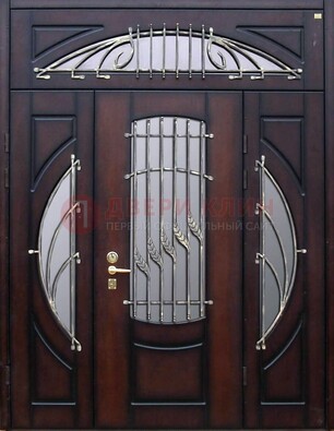 Парадная дверь со стеклянными вставками и ковкой ДПР-9 для улицы в Хотьково
