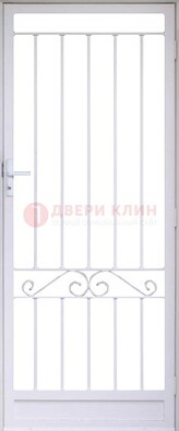 Белая стальная решетчатая дверь с волютами ДР-30 в Хотьково