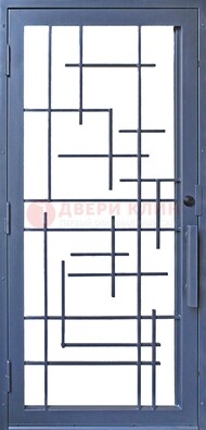 Современная железная решетчатая дверь синяя ДР-31 в Хотьково