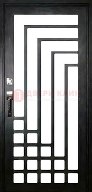 Черная стальная решетчатая дверь в современном стиле ДР-43 в Хотьково