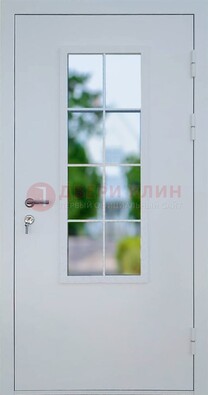 Белая железная дверь порошок со стеклом ДС-31 в Хотьково