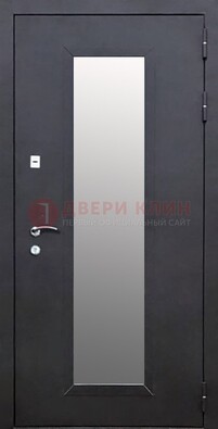 Черная стальная дверь порошок со стеклом ДС-33 в Хотьково
