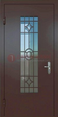 Входная металлическая дверь со стеклом для дома ДС-6 в Хотьково