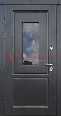 Чёрная металлическая дверь со стеклом ДС-77 в Хотьково
