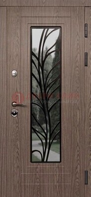 Металлическая дверь со стеклом и ковкой в стиле модерн ДСК-106 в Хотьково