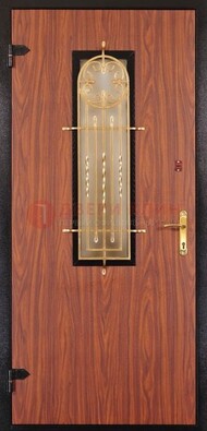 Дополнительная дверь со стеклом и золотой ковкой ДСК-16 в Хотьково