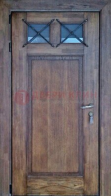 Металлическая дверь с Виноритом со стеклом и ковкой под старину ДСК-209 в Краснодаре