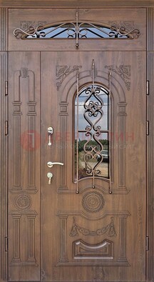 Распашная стальная дверь Винорит со стеклом и ковкой ДСК-232 в Хотьково