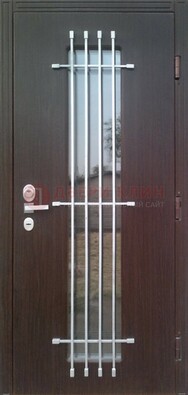 Современная стальная дверь с Виноритом стеклом и ковкой ДСК-262 в Хотьково