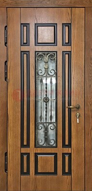 Двухцветная железная дверь Винорит со стеклом и ковкой ДСК-264 в Хотьково